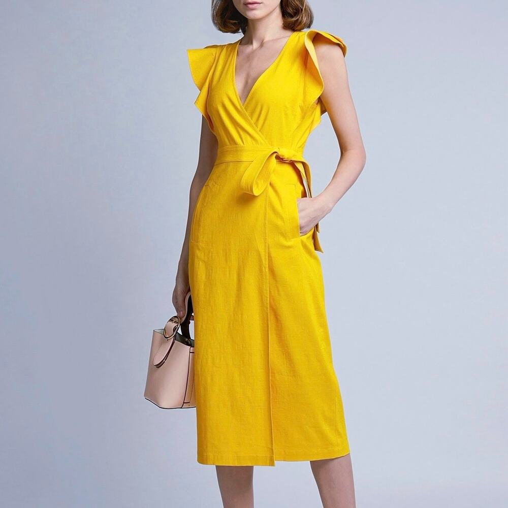 A.L.C. Walker Linen-Blend Wrap Dress - 2